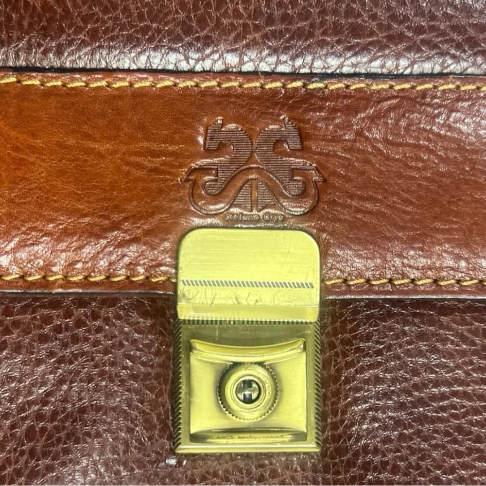 Vintage Stefano Gabbrielli‎ Italian Leather Briefcase Brown Attaché Bag